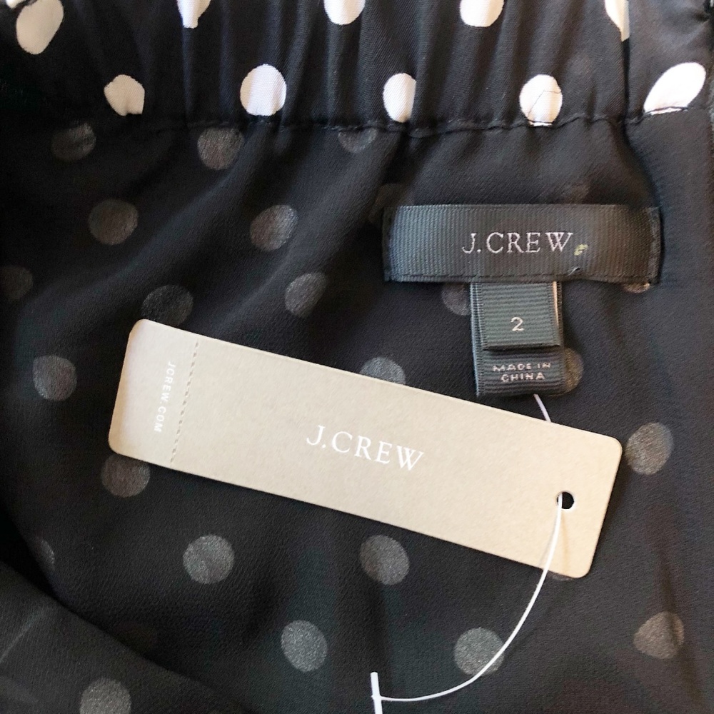 J Crew Polka Silk One Shoulder Bow Polka Dot Top 2 - Picture 3 of 8